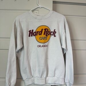 Hard Rock Cafe Orlando White Crewneck Sweater Classic Style